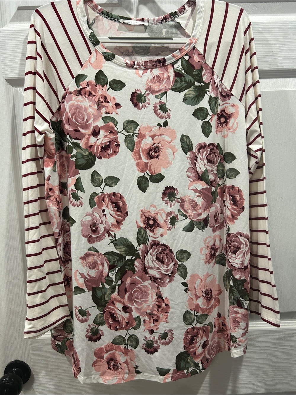 NWOT Floral Raglan Long Sleeve Top - Pink